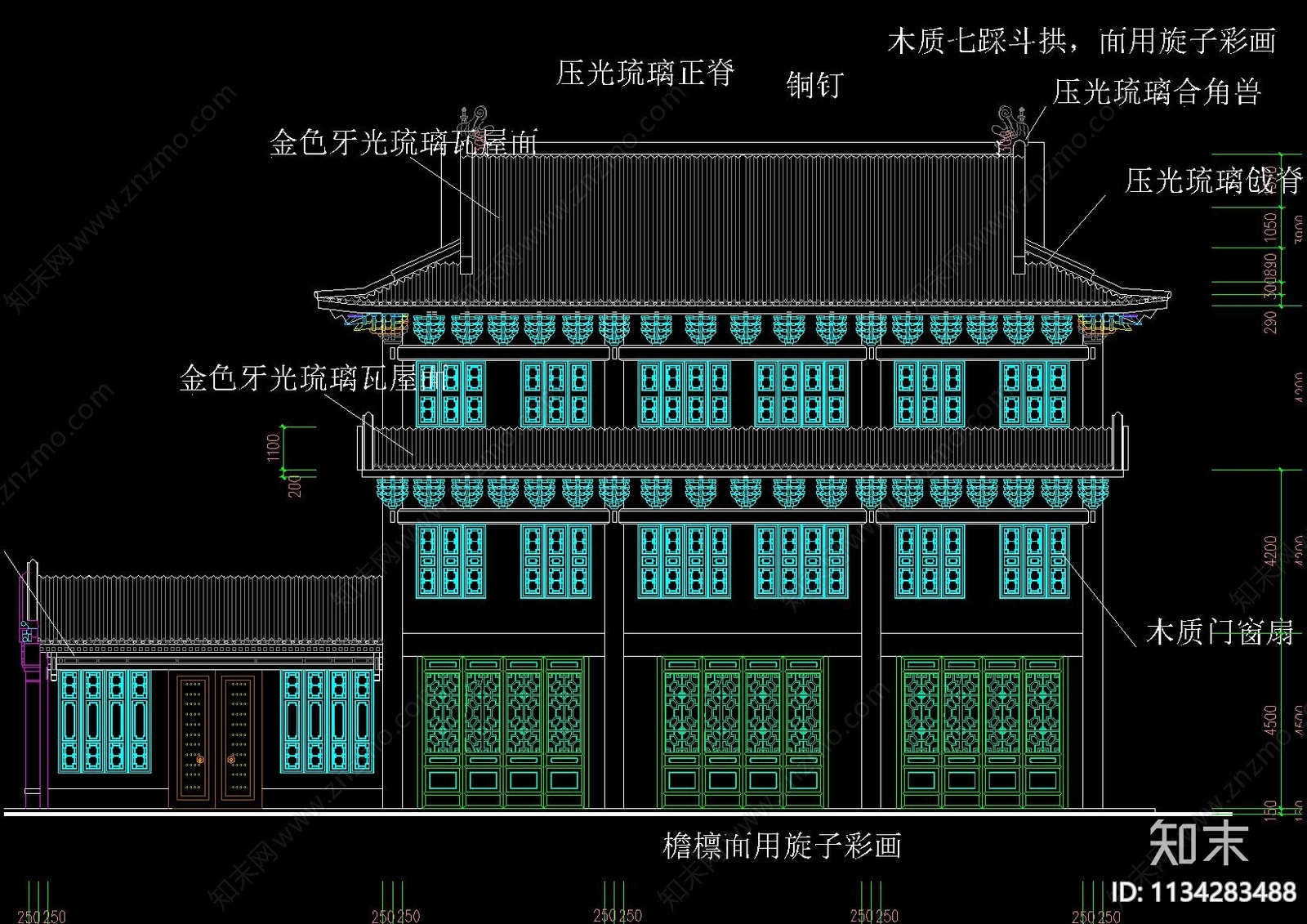 中式仿古建筑详图cad施工图下载【ID:1134283488】