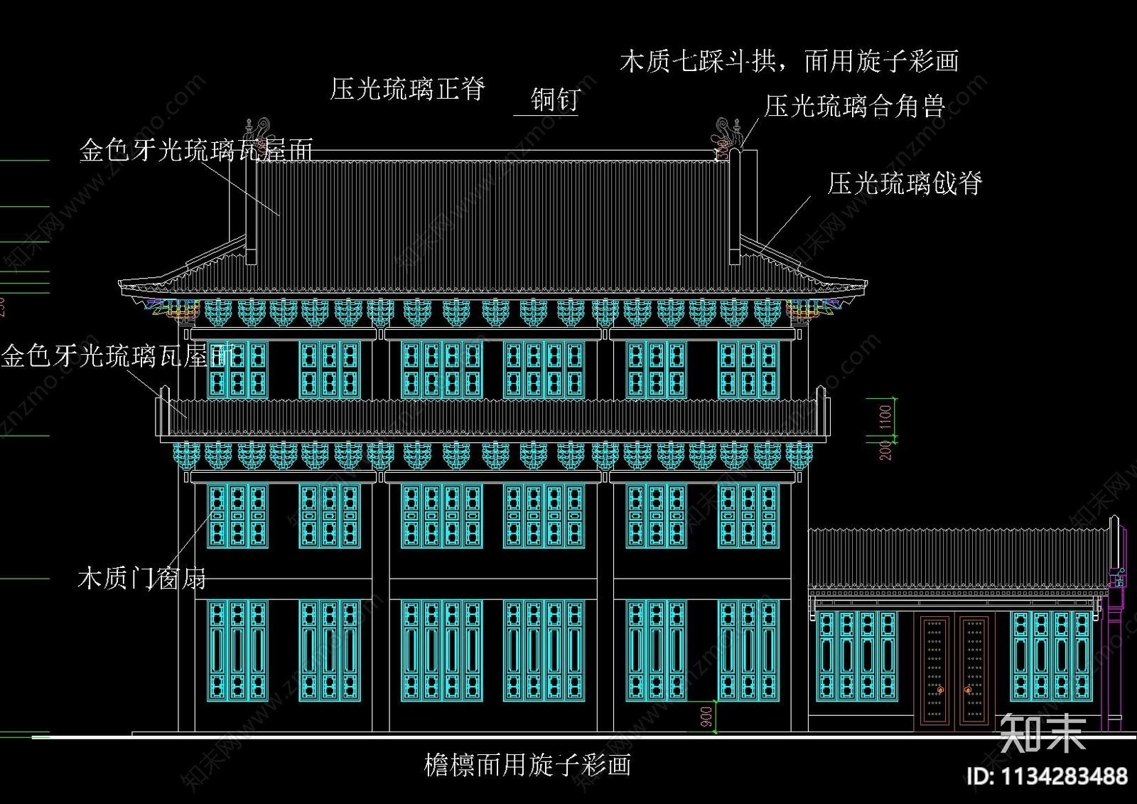 中式仿古建筑详图cad施工图下载【ID:1134283488】