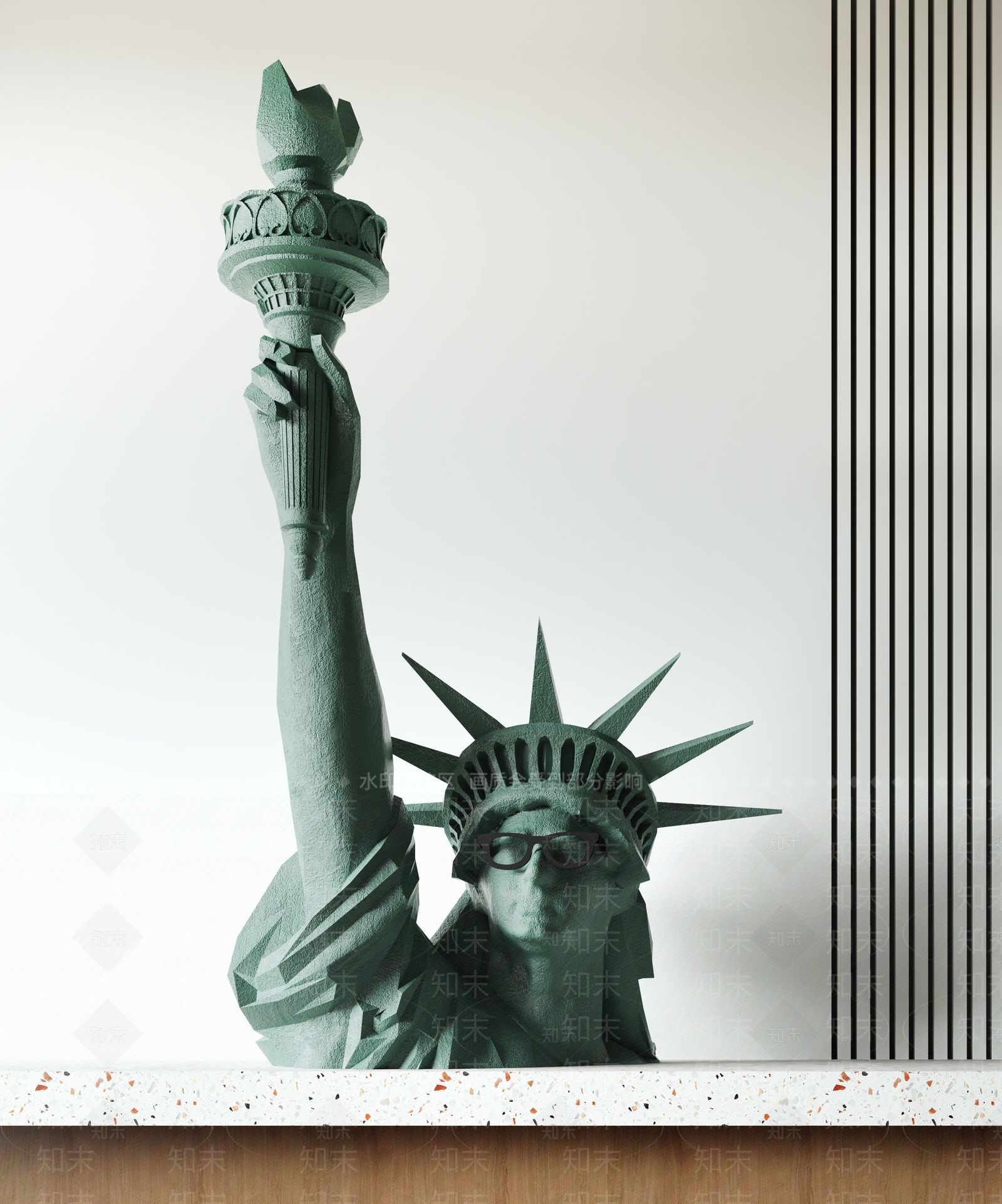 现代自由女神像雕塑装饰摆件3D模型下载【ID:1134284114】