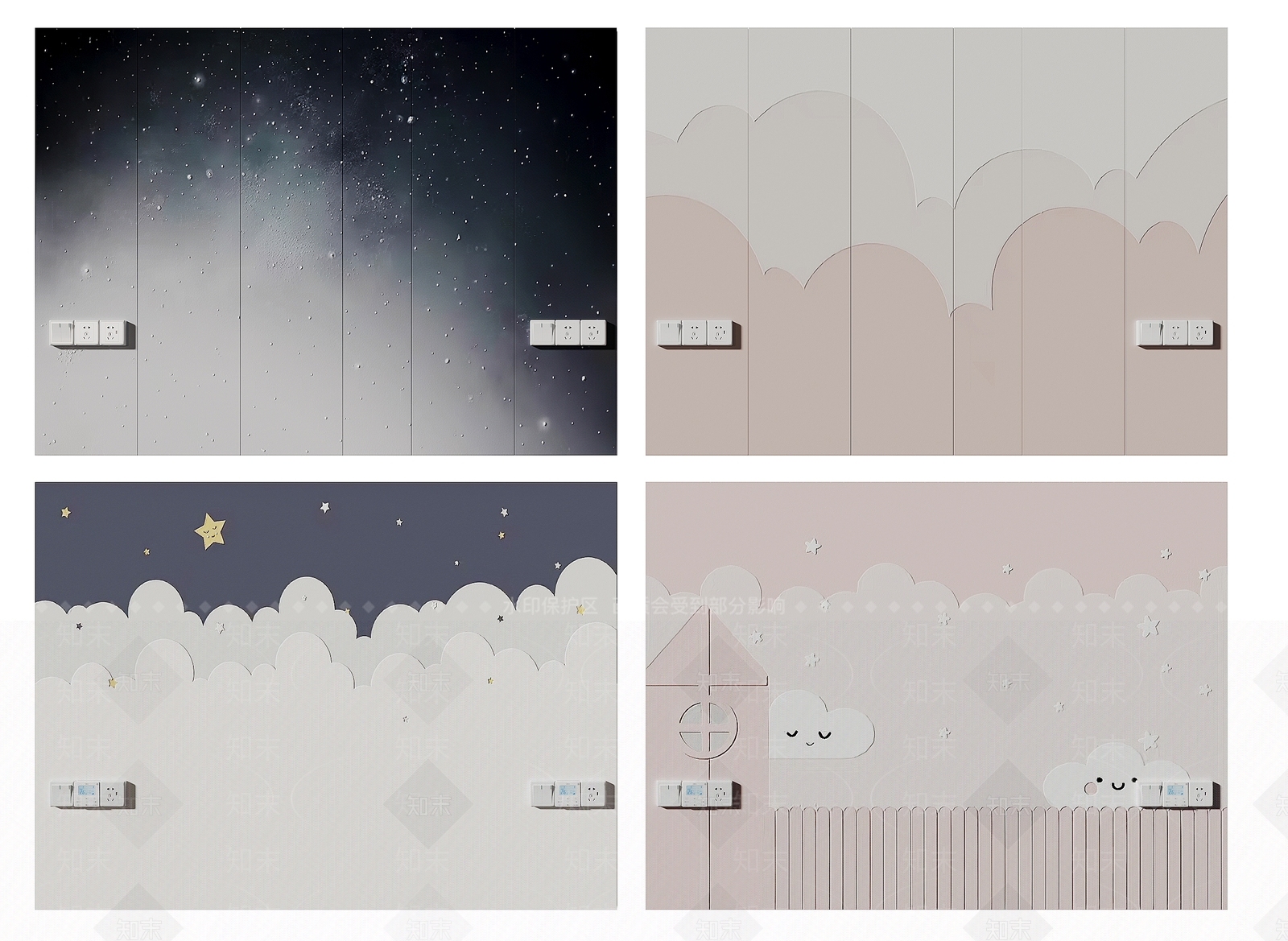 现代儿童房背景墙3D模型下载【ID:1134284558】