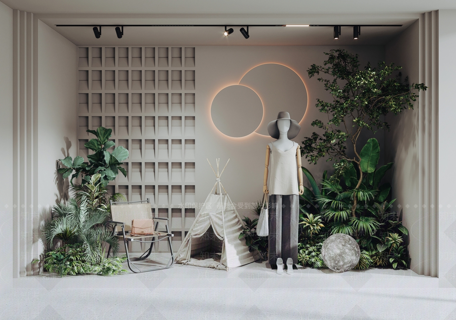 现代服装店橱窗SU模型下载【ID:1134288924】