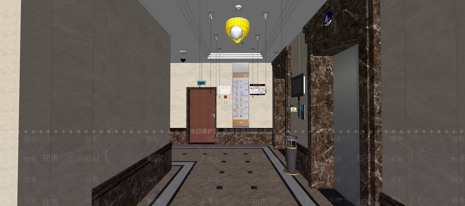 现代电梯厅SU模型下载【ID:1134296576】