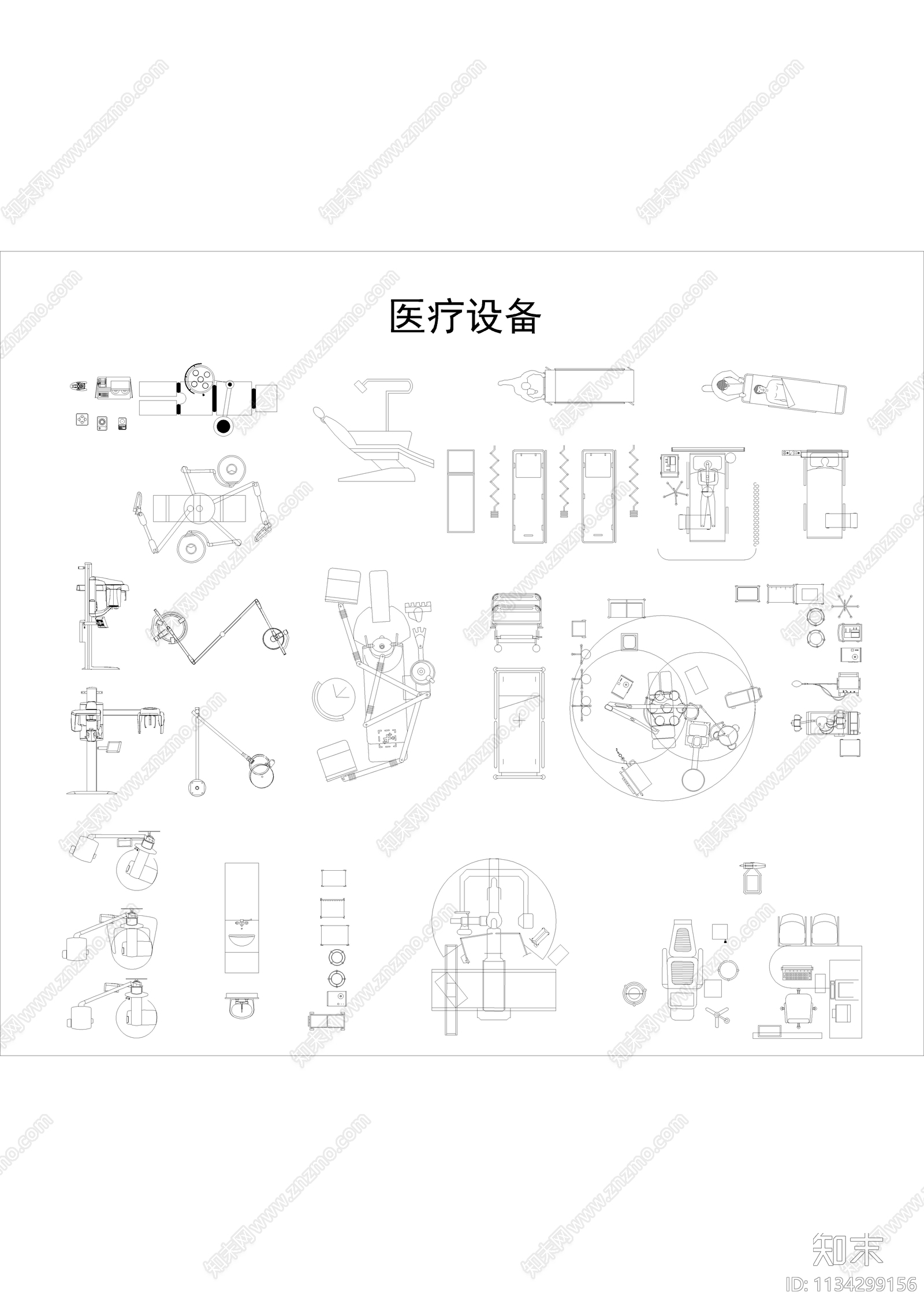 美容美发医疗模型cad施工图下载【ID:1134299156】