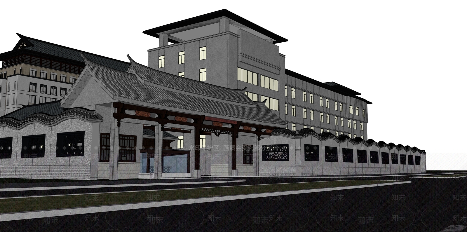 新中式标本展示中心SU模型下载【ID:1134302413】