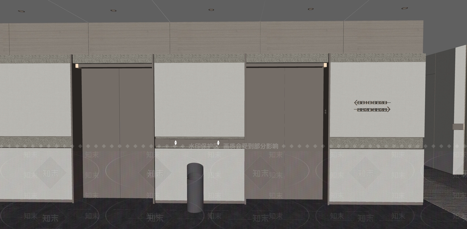 现代电梯间SU模型下载【ID:1134305763】