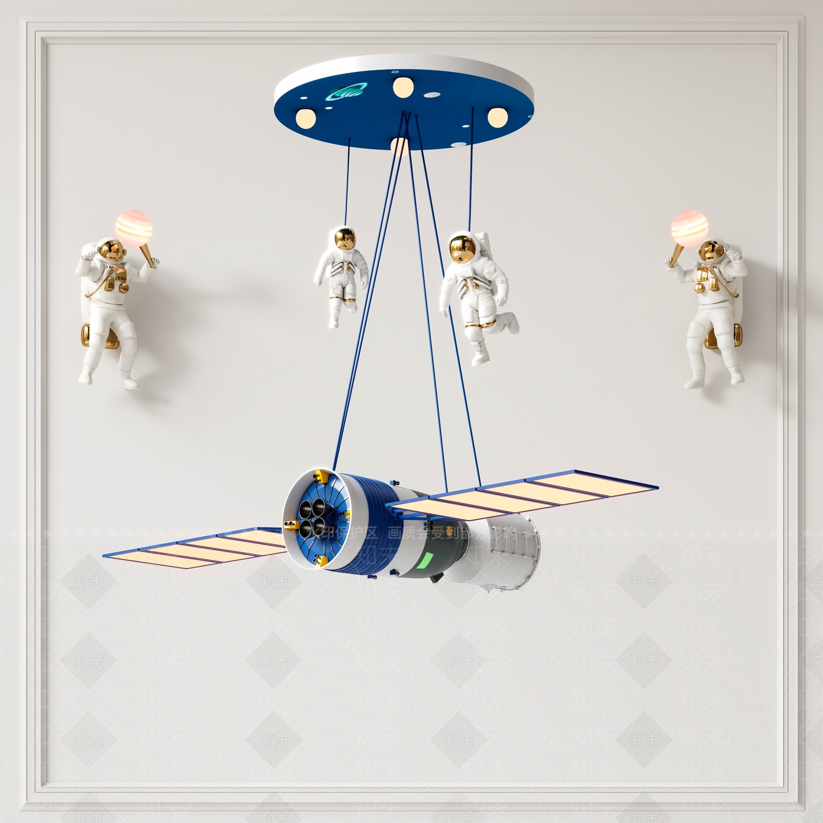 现代飞船吊灯SU模型下载【ID:1134306993】