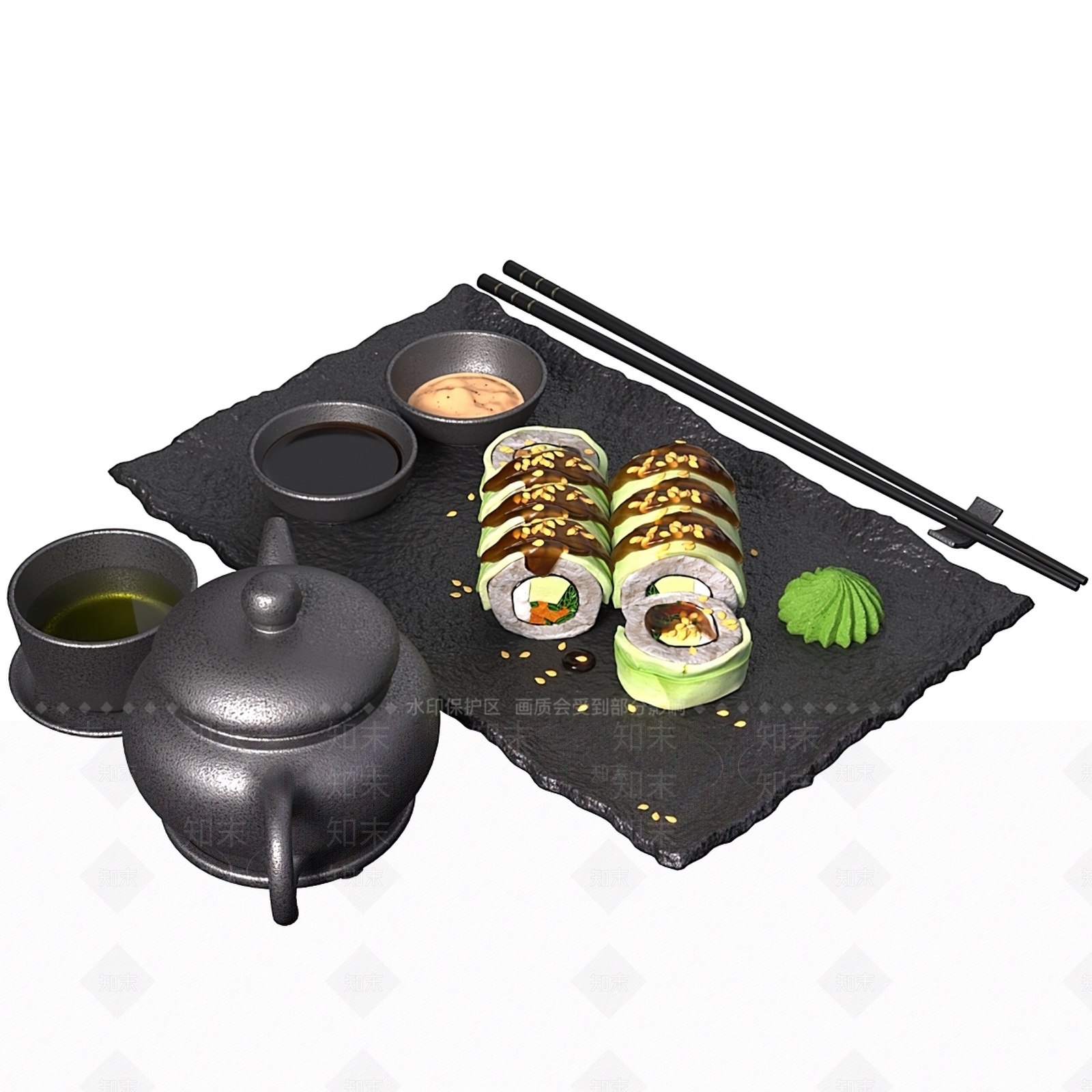 新中式茶具3D模型下载【ID:1134308376】