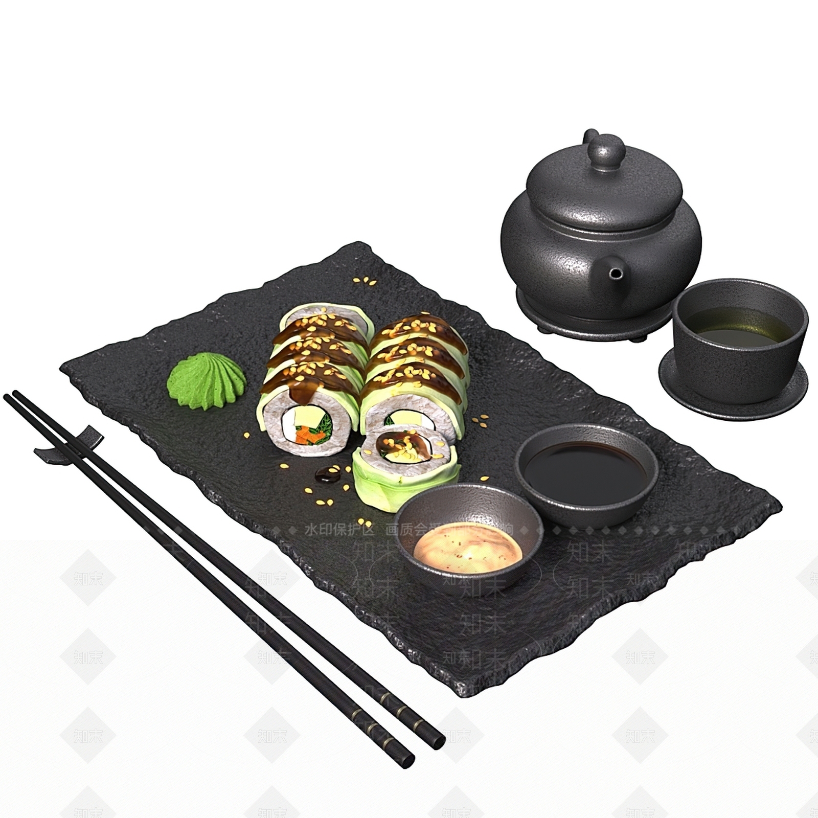 新中式茶具3D模型下载【ID:1134308376】