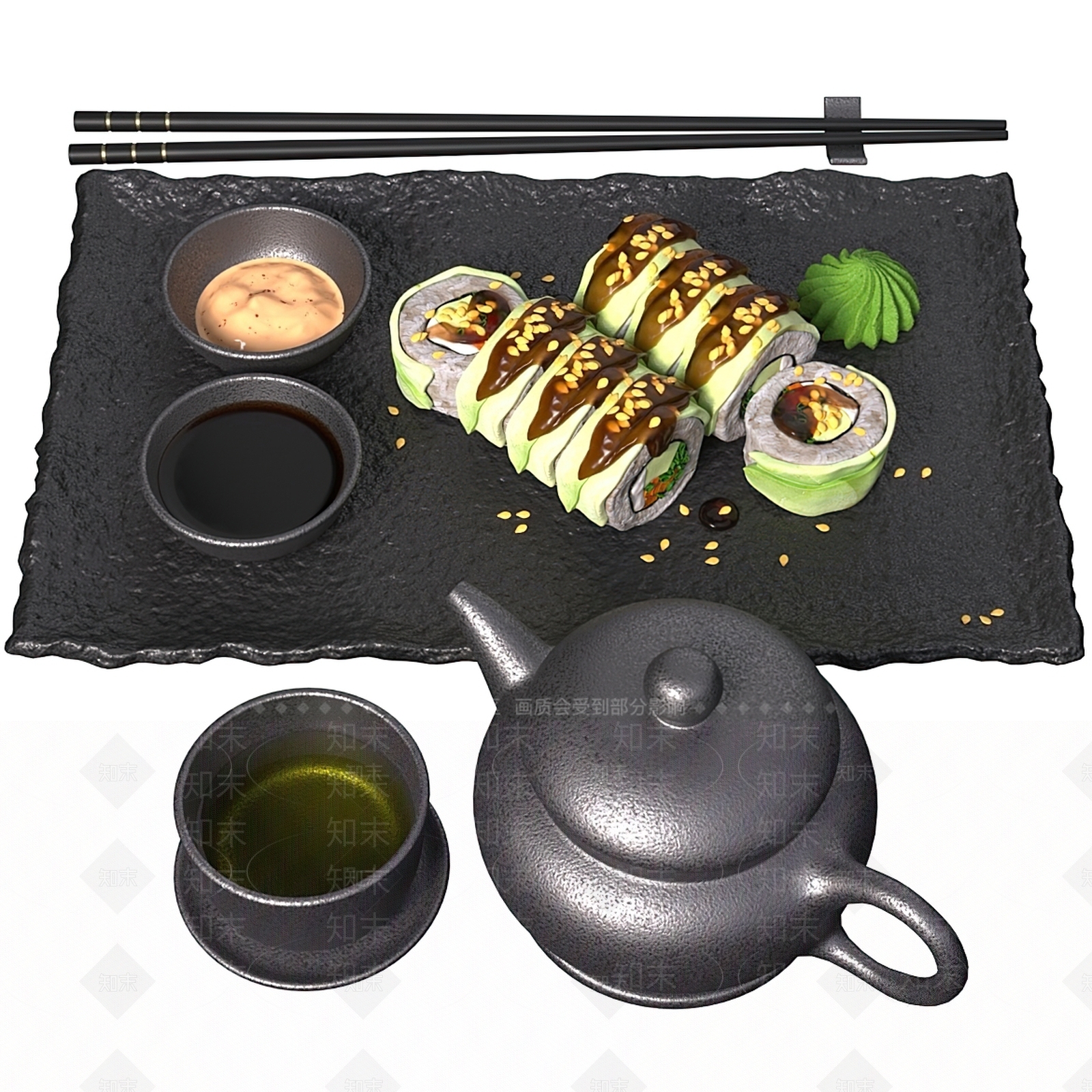 新中式茶具3D模型下载【ID:1134308376】