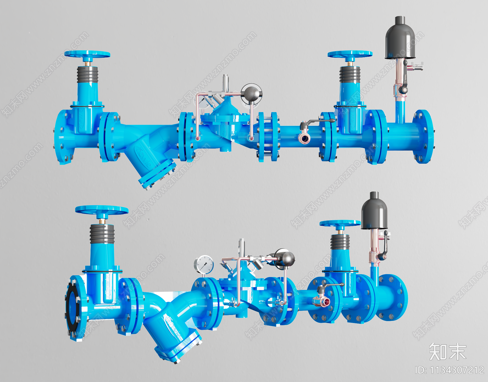 管道阀门3D模型下载【ID:1134307212】