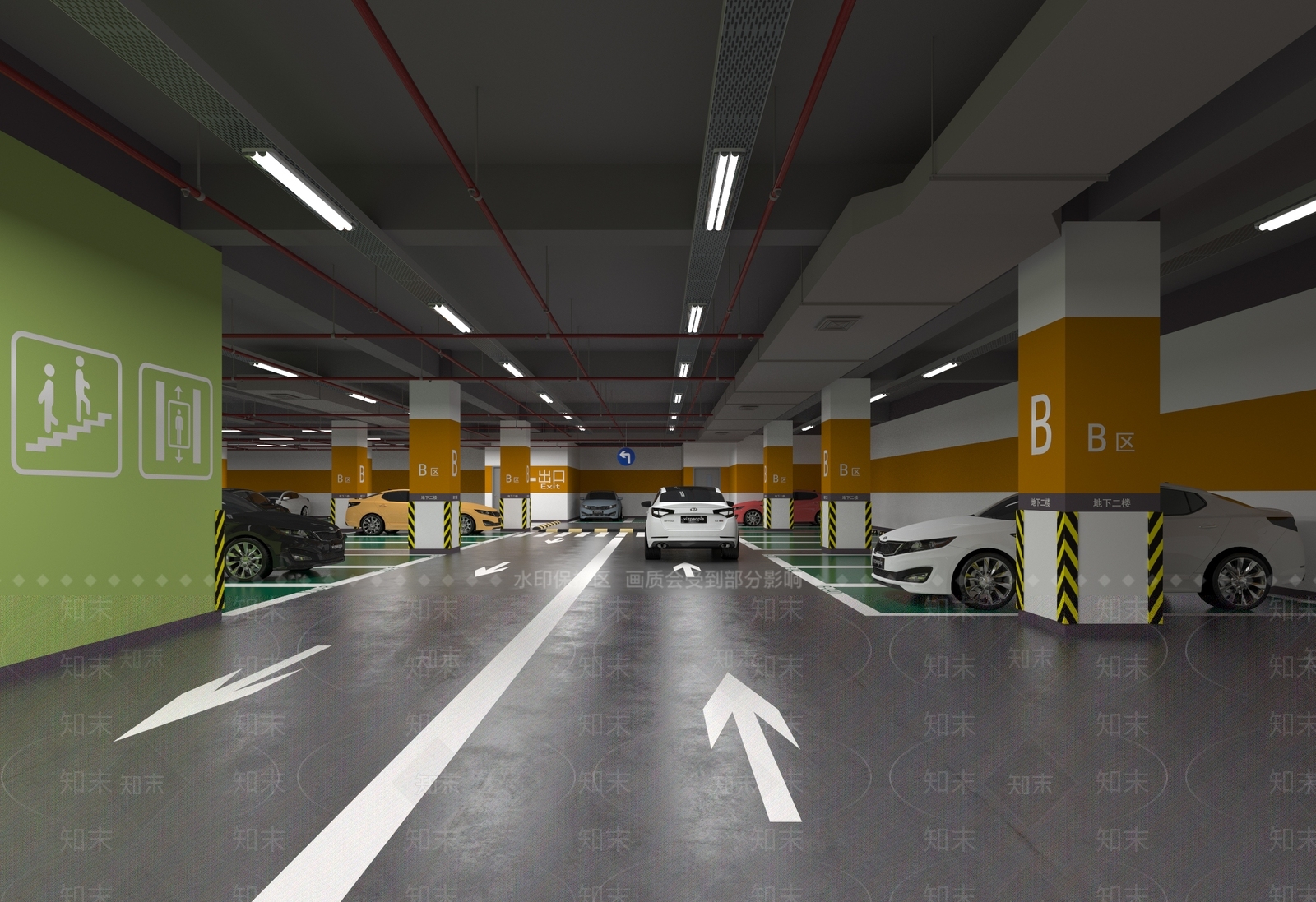 现代地下车库3D模型下载【ID:1134310329】