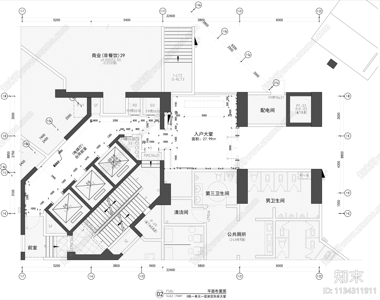 营销中心大堂电梯厅效果图施工图下载【ID:1134311911】