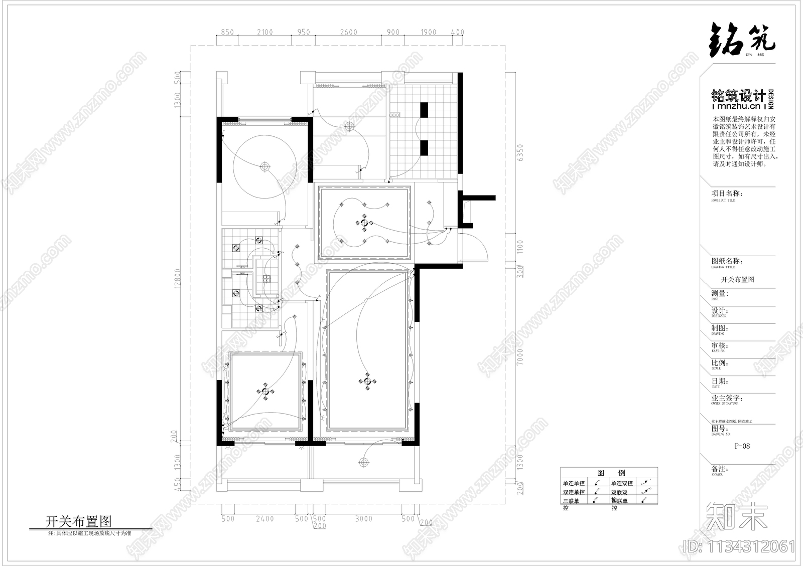 公寓室内cad施工图下载【ID:1134312061】