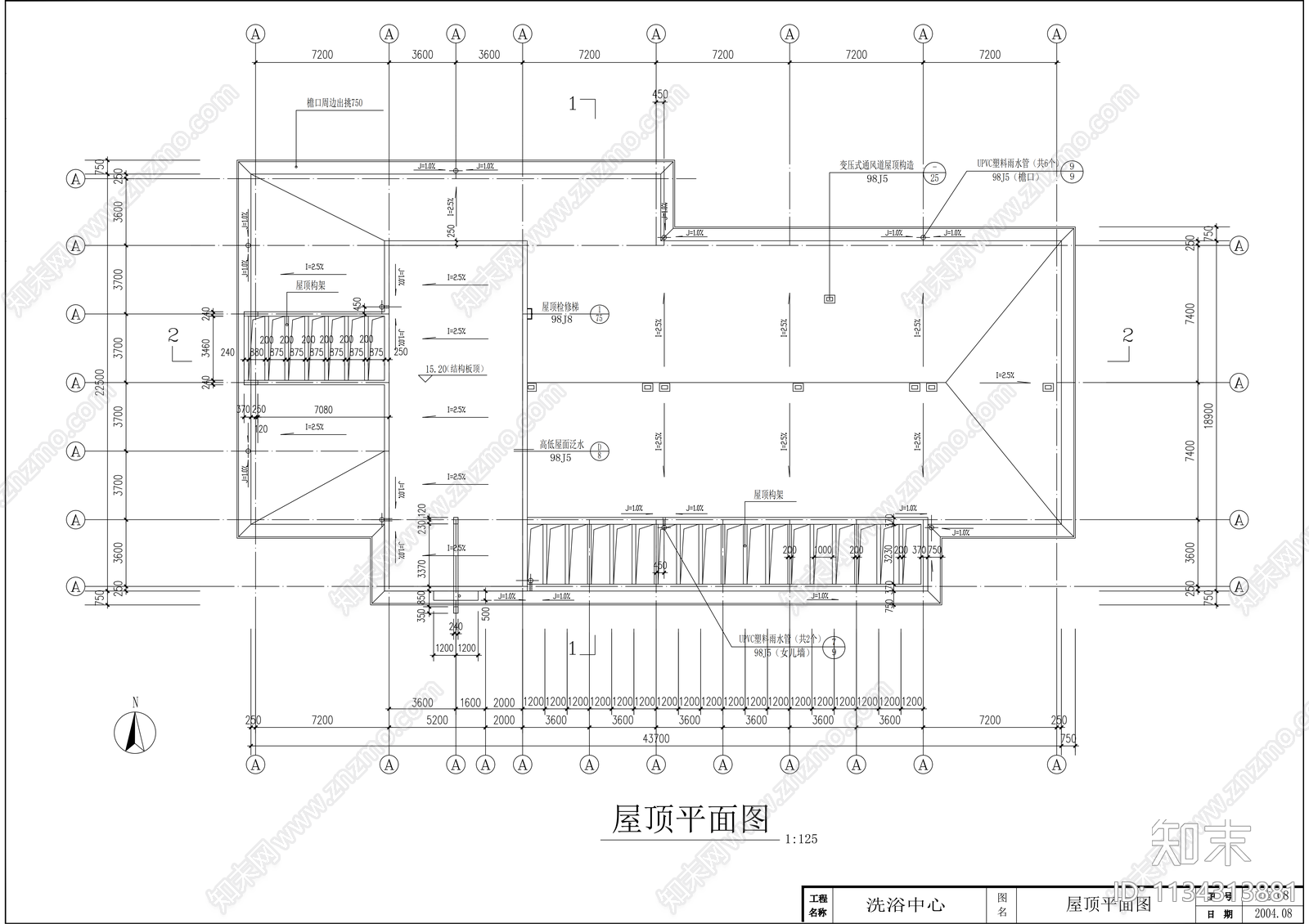 洗浴中心建筑cad施工图下载【ID:1134313881】