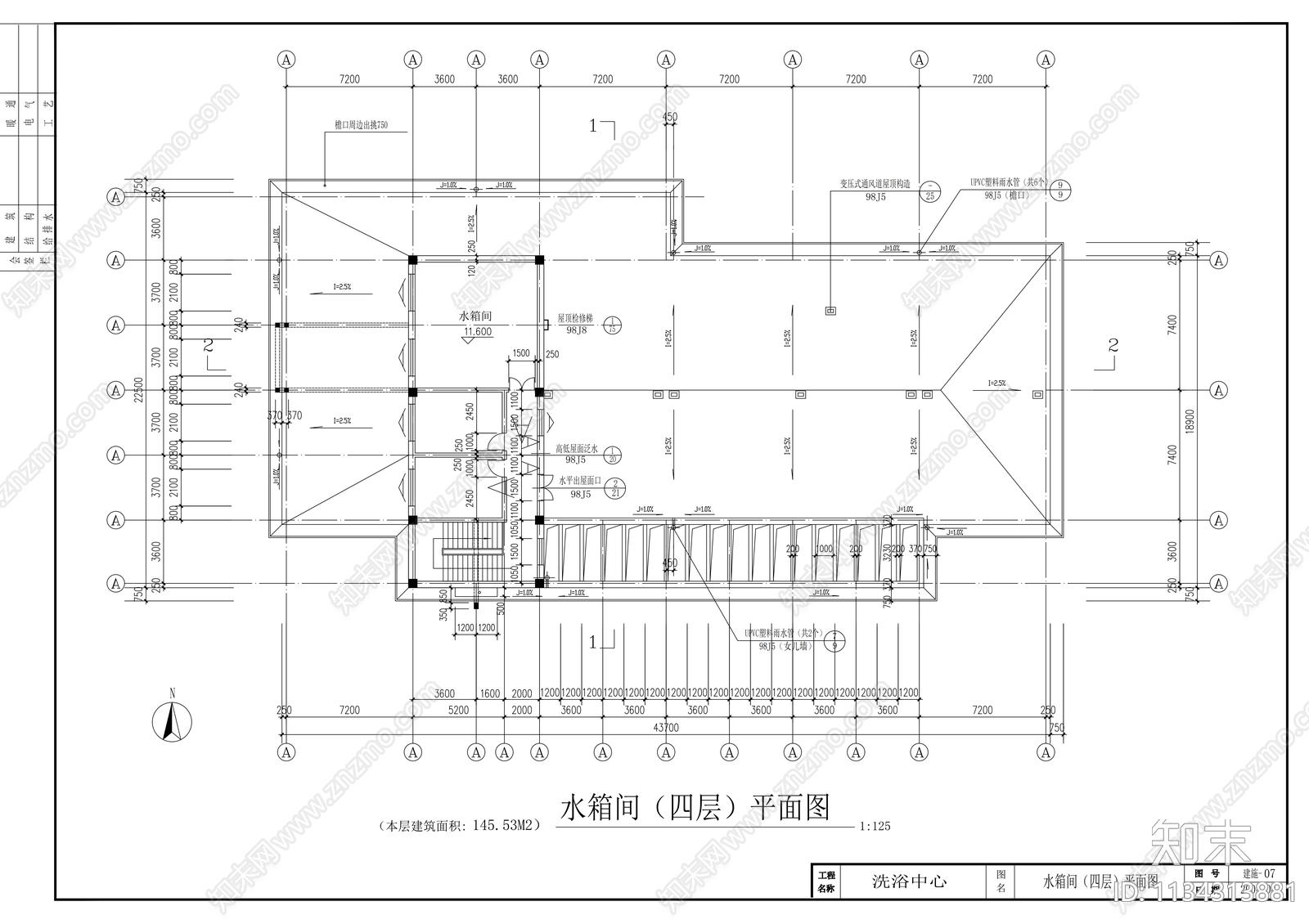 洗浴中心建筑cad施工图下载【ID:1134313881】