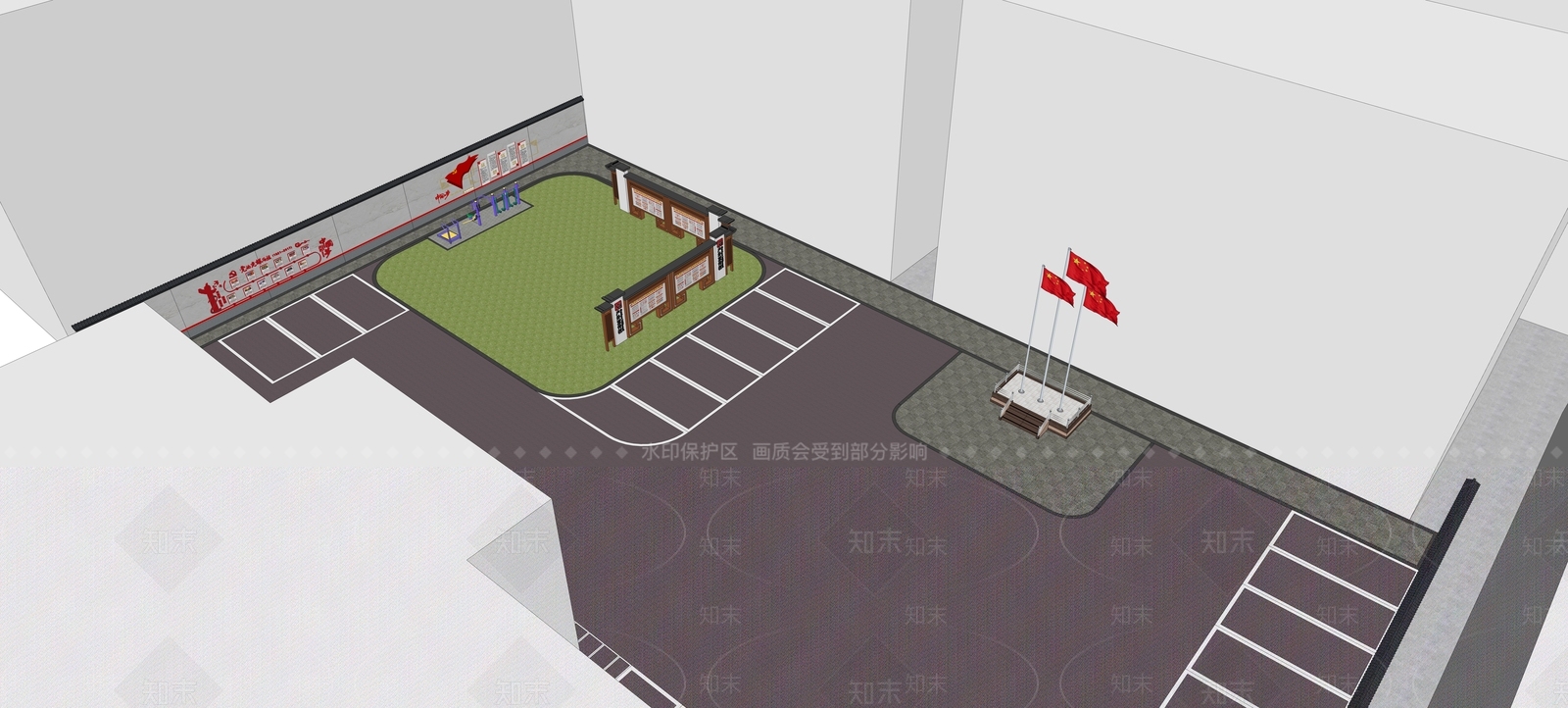 现代户外停车场SU模型下载【ID:1134314985】
