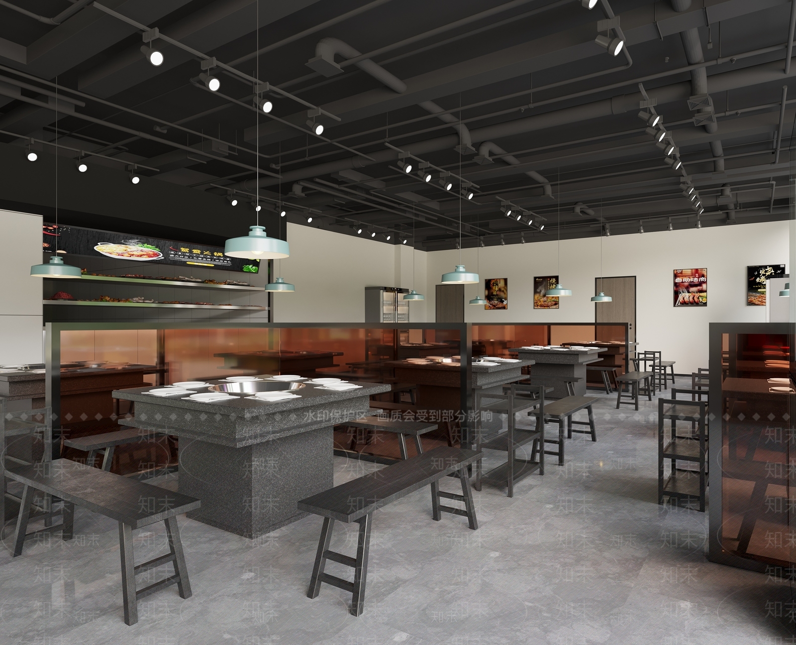 现代火锅店3D模型下载【ID:1134318963】