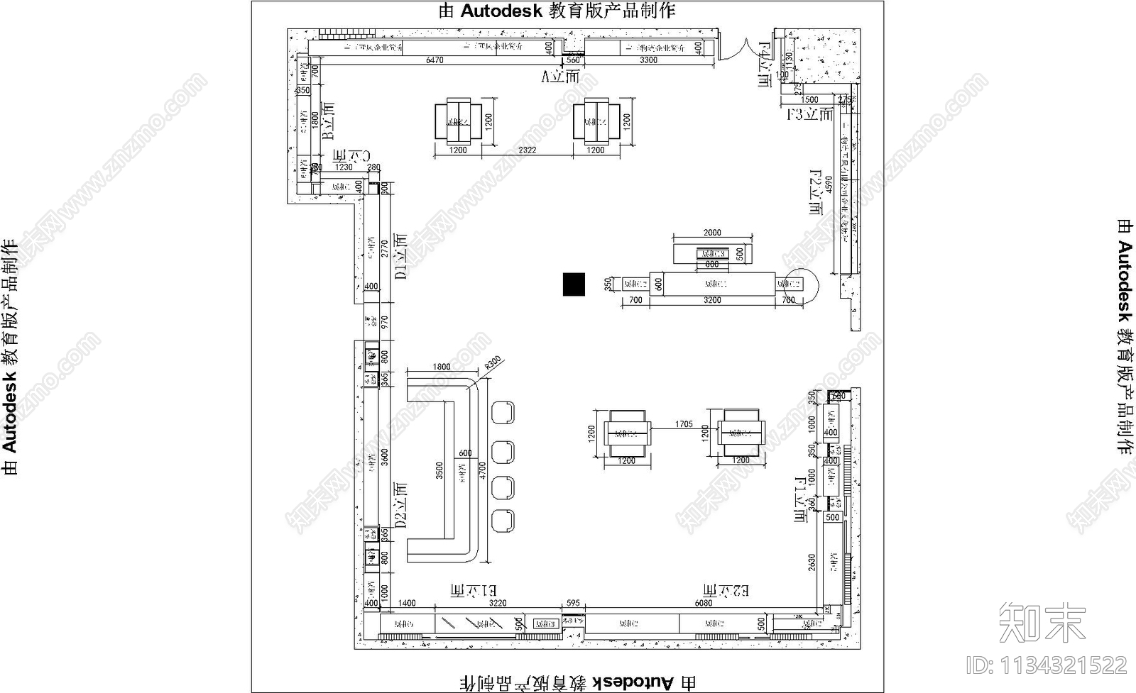 西凤酒专卖店货柜cad施工图下载【ID:1134321522】