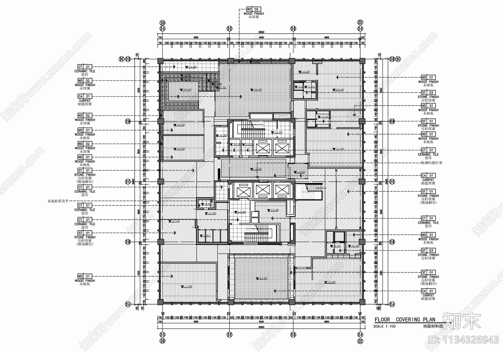 2200㎡两层办公室cad施工图下载【ID:1134326943】