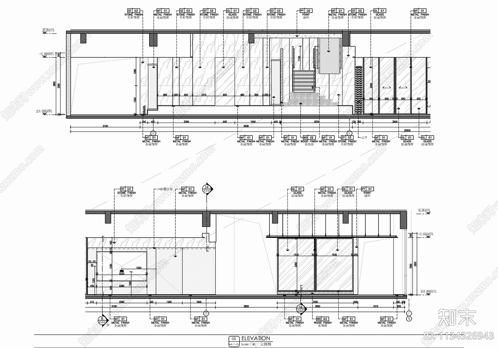 2200㎡两层办公室cad施工图下载【ID:1134326943】