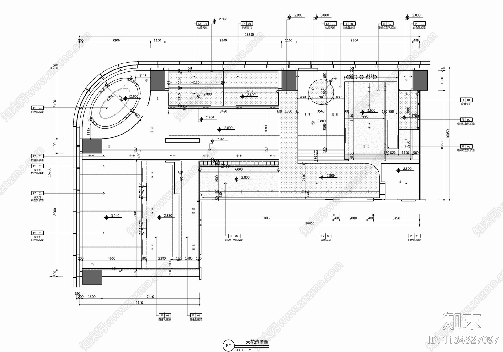 350㎡办公室cad施工图下载【ID:1134327097】