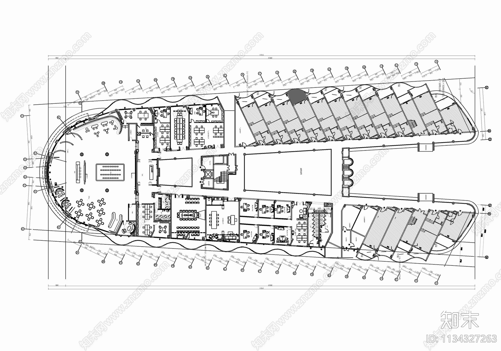 2000㎡售楼处及办公室cad施工图下载【ID:1134327263】