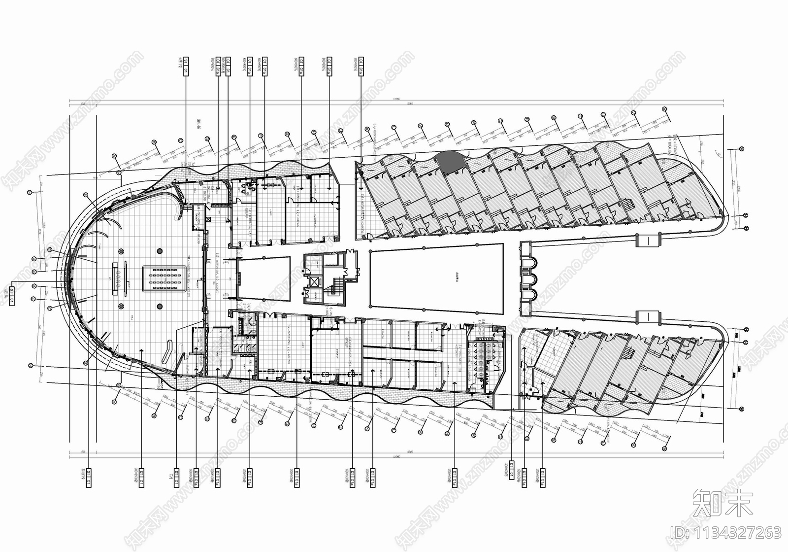 2000㎡售楼处及办公室cad施工图下载【ID:1134327263】