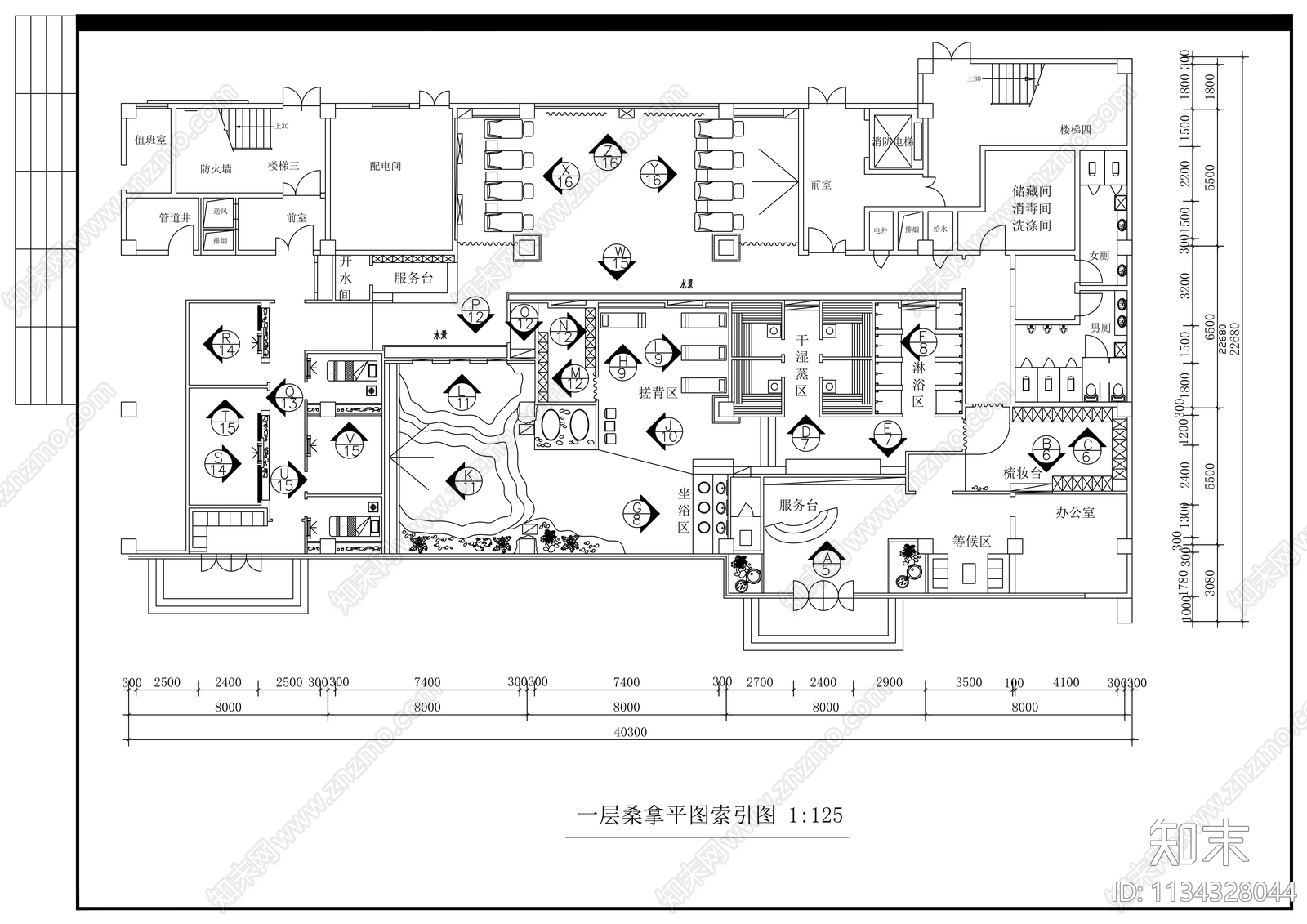 桑拿会所cad施工图下载【ID:1134328044】