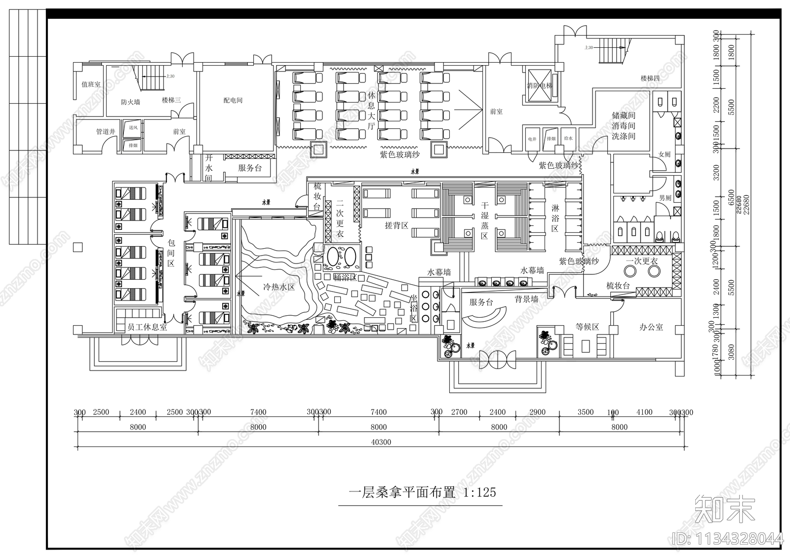 桑拿会所cad施工图下载【ID:1134328044】