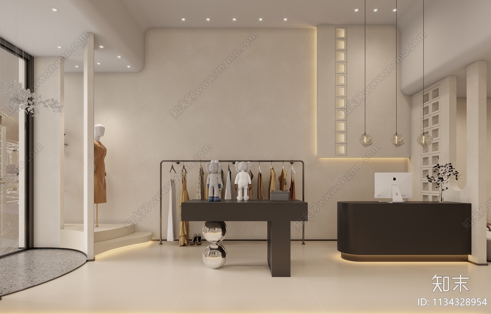 现代服装鞋店3D模型下载【ID:1134328954】