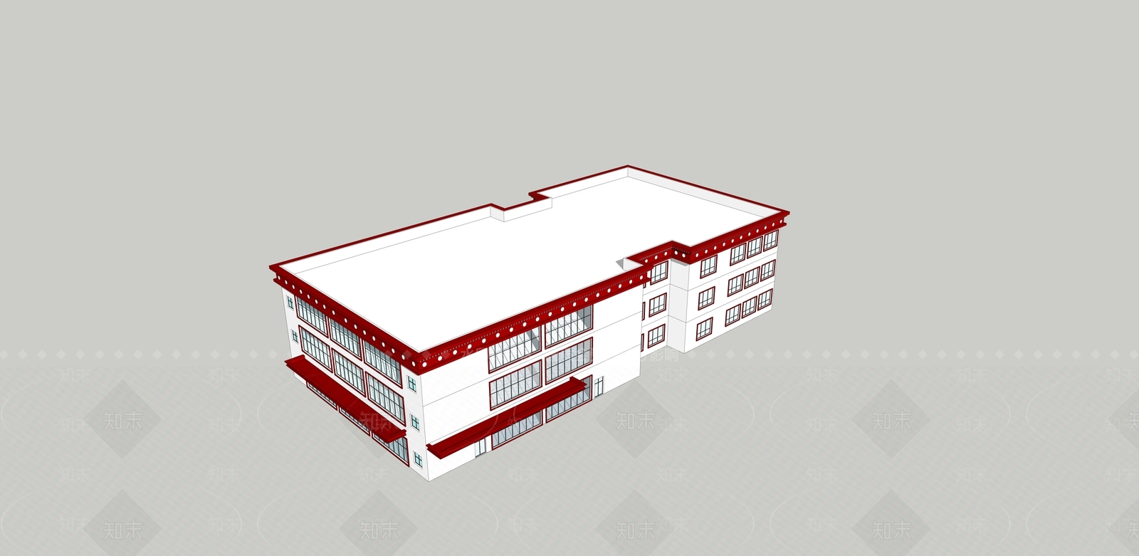 现代藏式学校建筑SU模型下载【ID:1134329733】