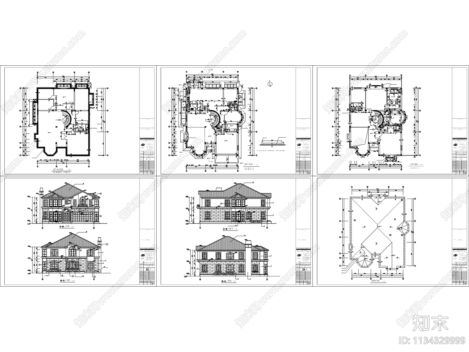 20套别墅独栋建筑施工图下载【ID:1134329999】