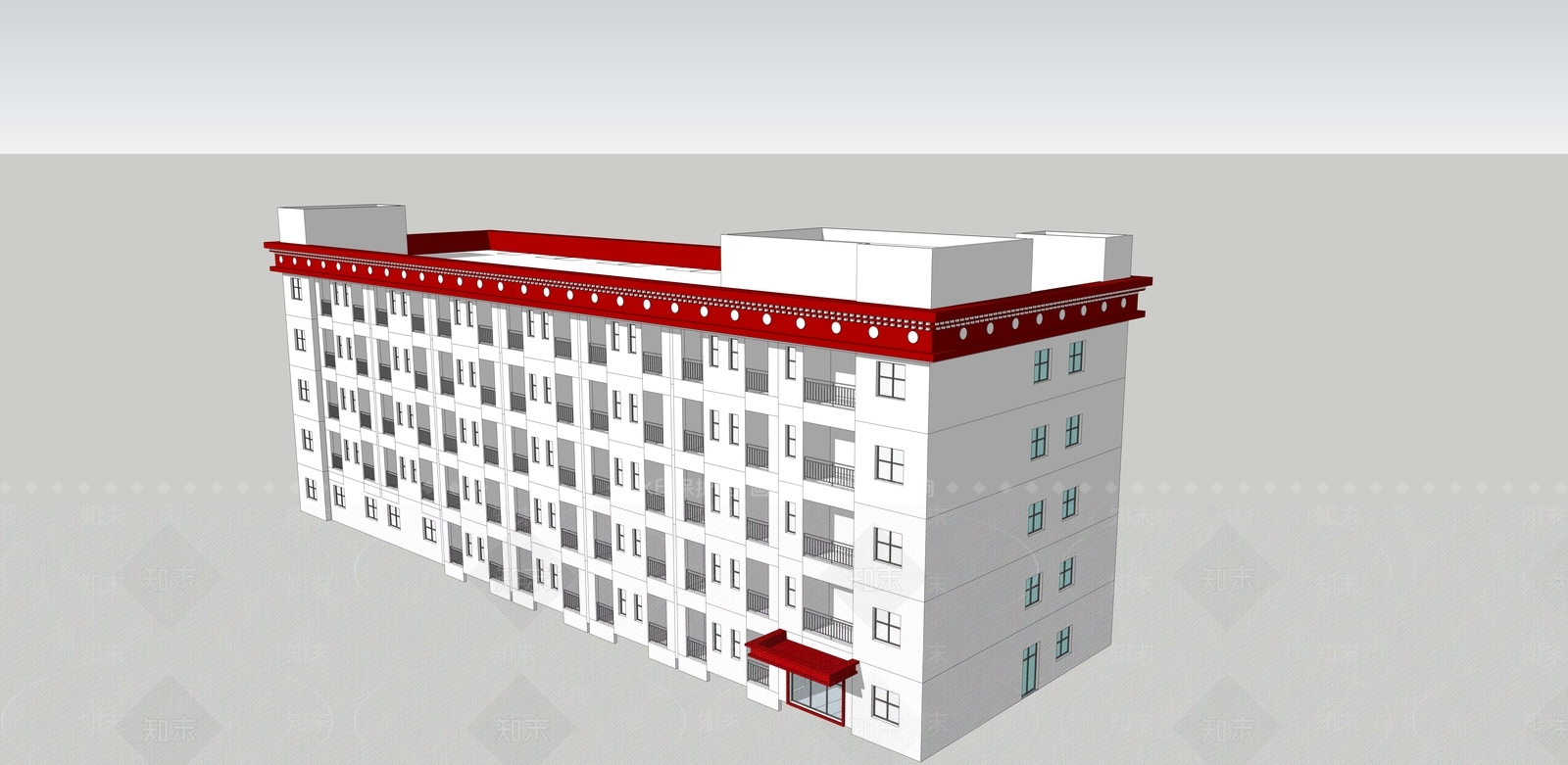 现代藏式宿舍学校建筑SU模型下载【ID:1134331027】