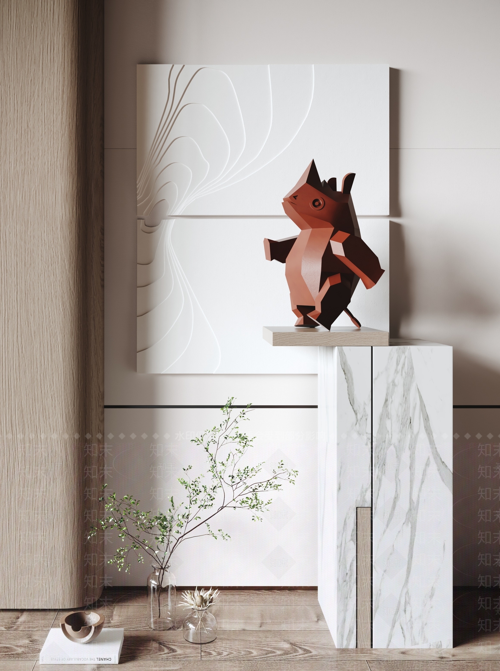 现代犀牛潮流雕塑摆件3D模型下载【ID:1134336011】