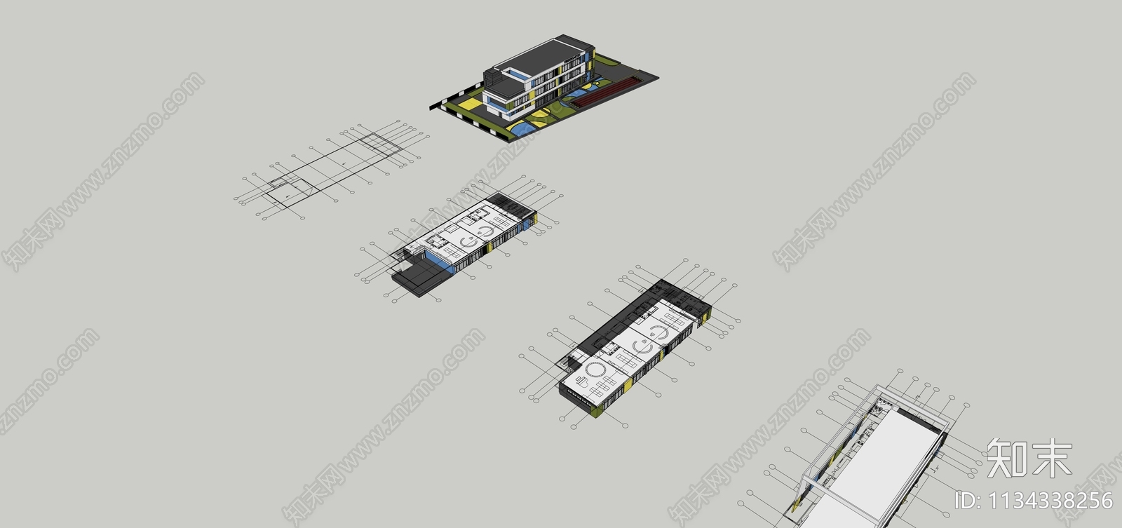 现代风格6班幼儿园SU模型下载【ID:1134338256】