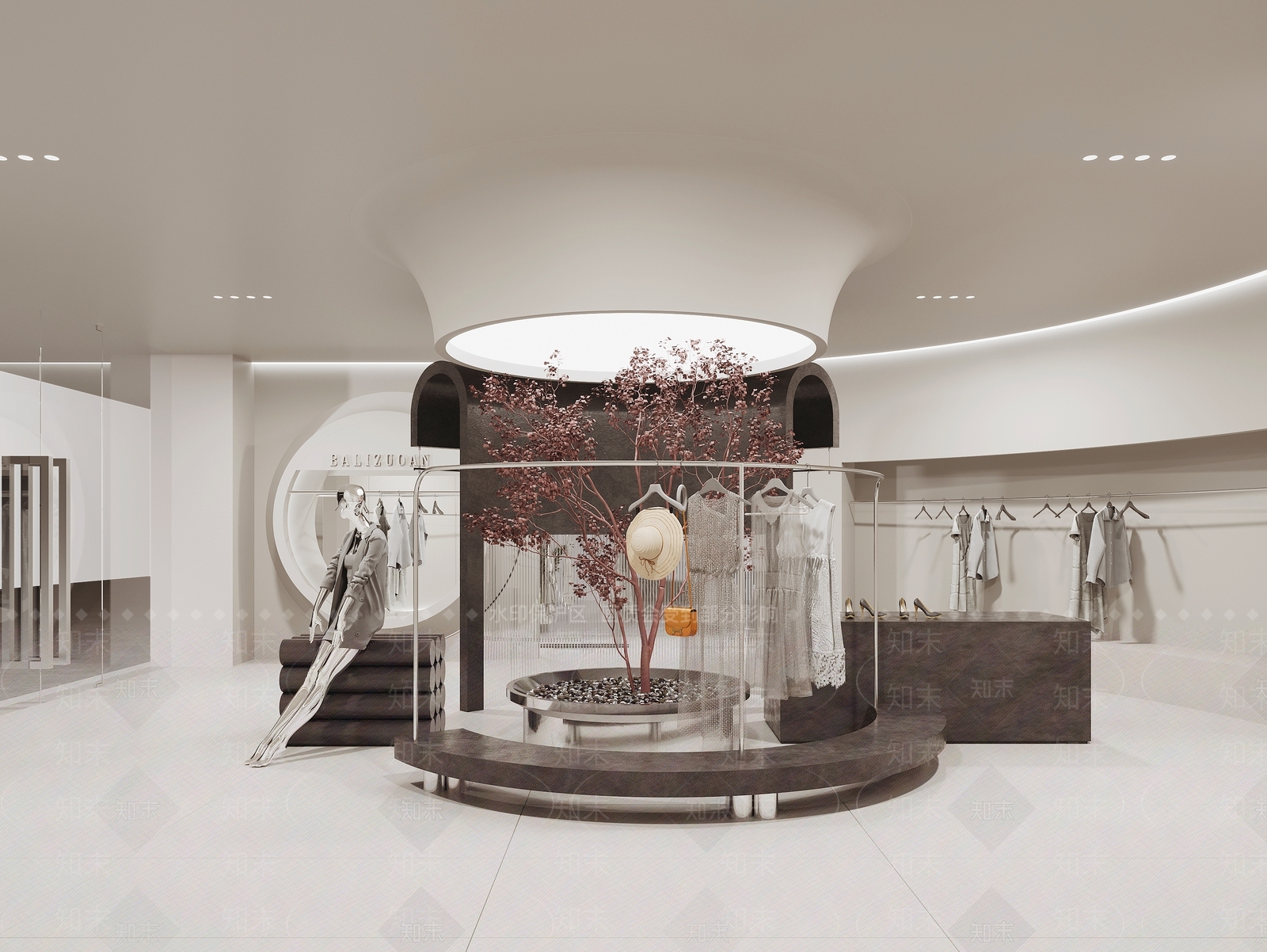 侘寂风女装服装店SU模型下载【ID:1134338586】