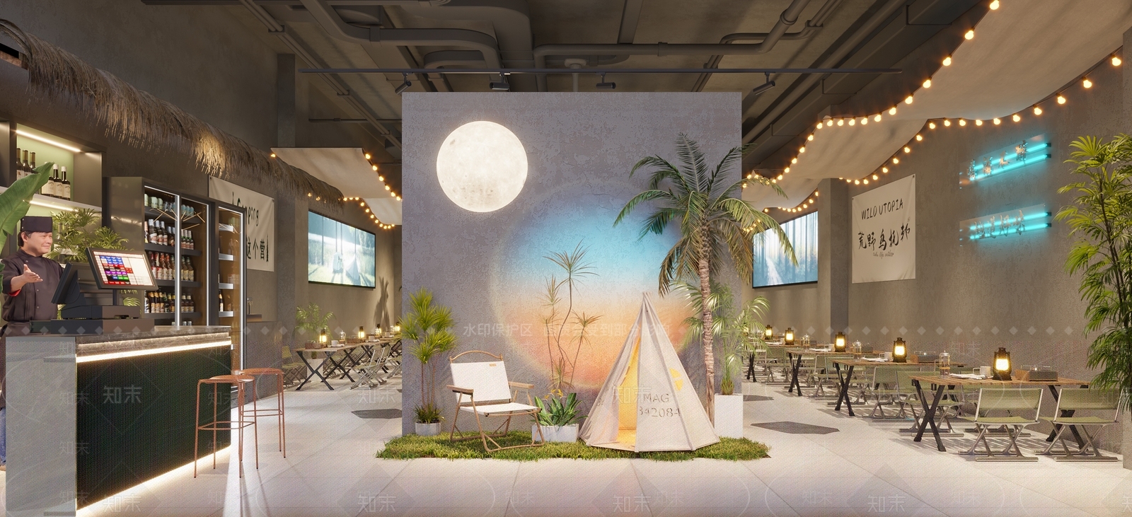 现代露营风音乐餐厅3D模型下载【ID:1134341975】