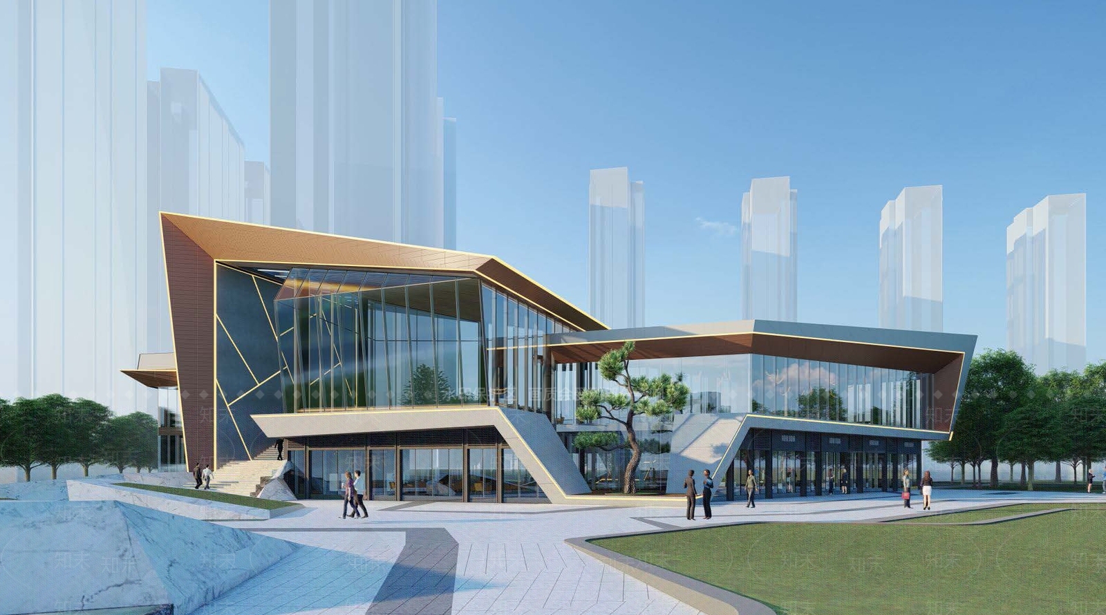 现代售楼处建筑SU模型下载【ID:1134342157】