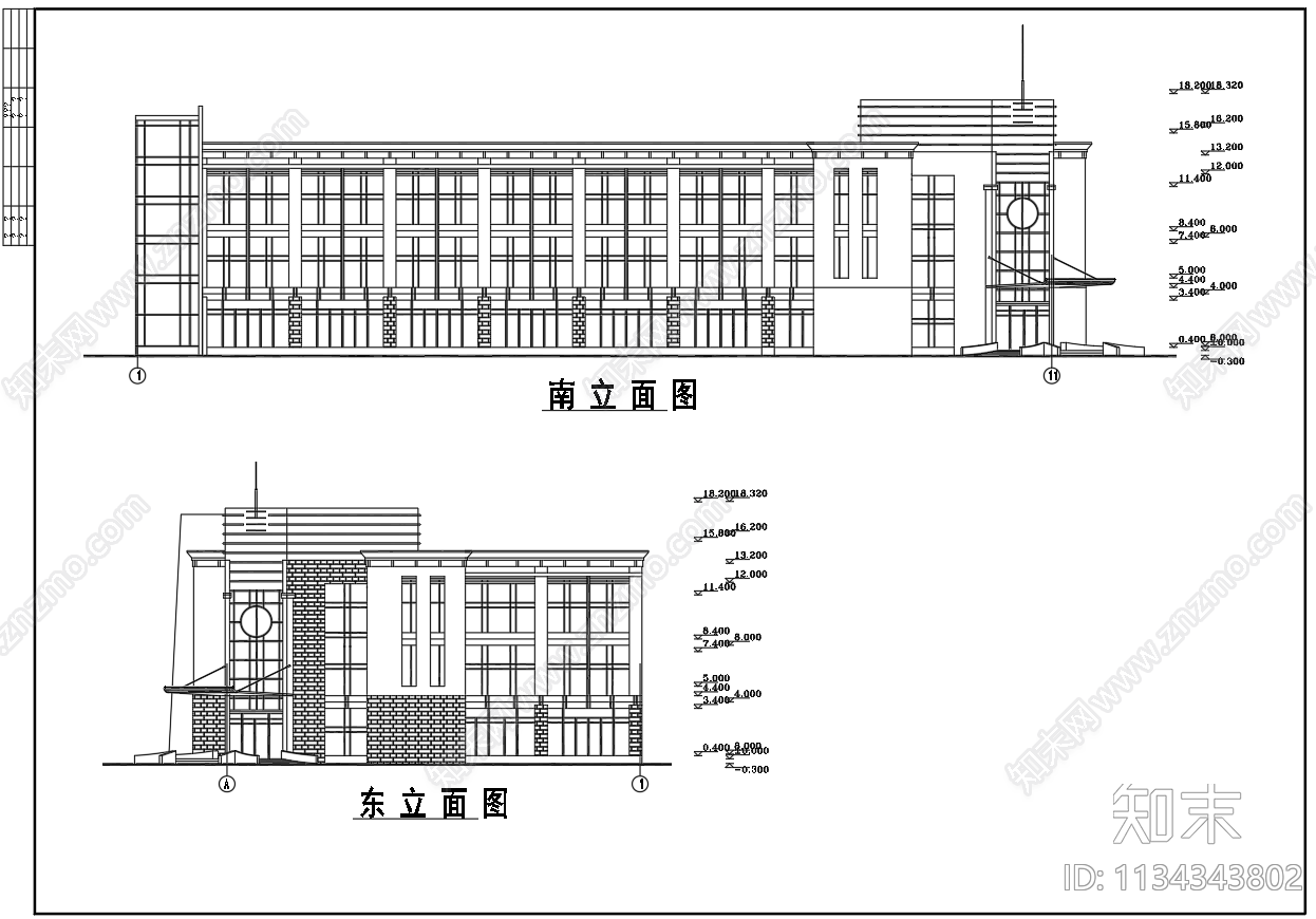 2677点9平方办公楼建筑cad施工图下载【ID:1134343802】