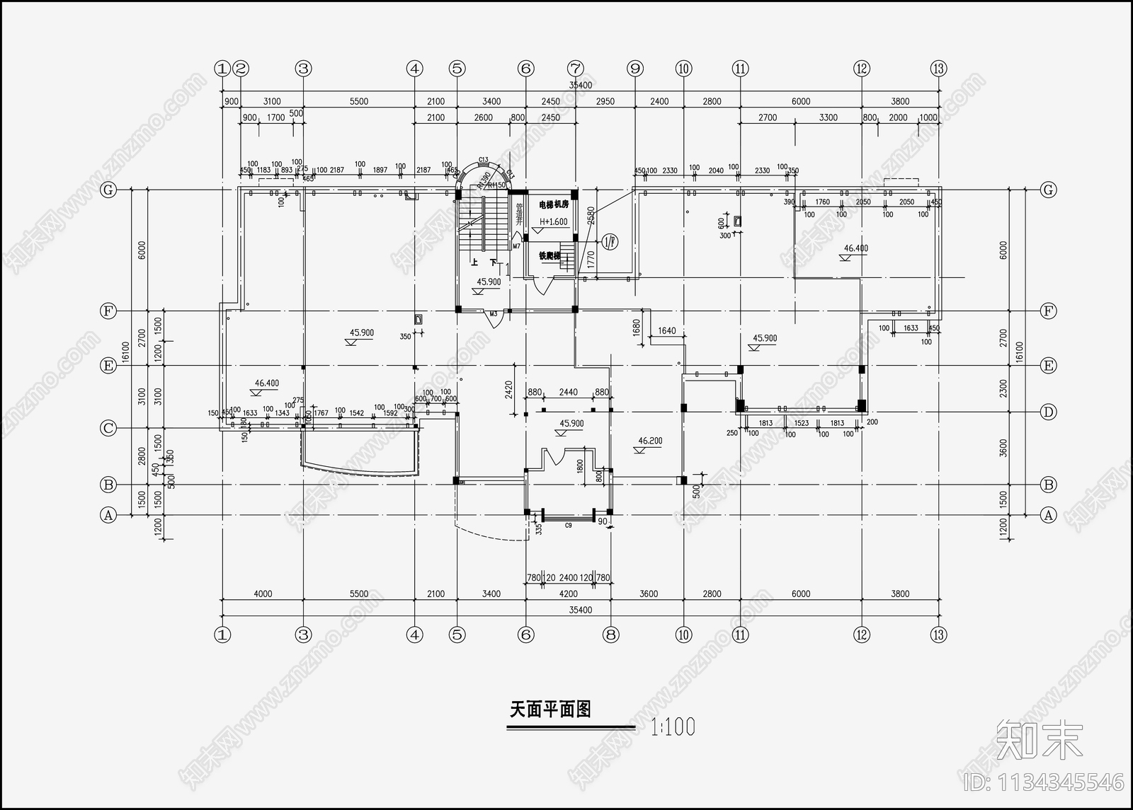 住宅建筑cad施工图下载【ID:1134345546】