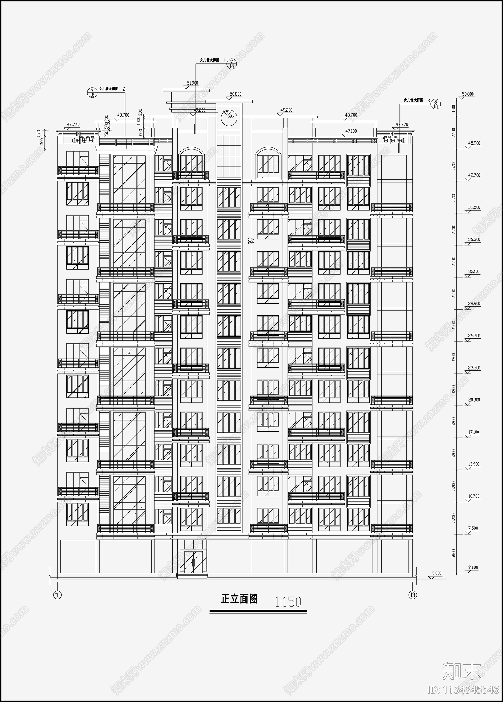 住宅建筑cad施工图下载【ID:1134345546】