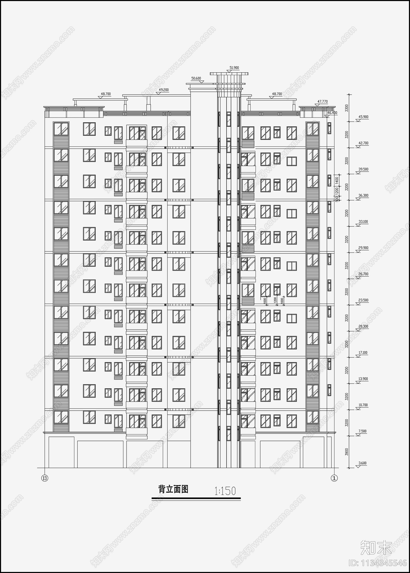 住宅建筑cad施工图下载【ID:1134345546】