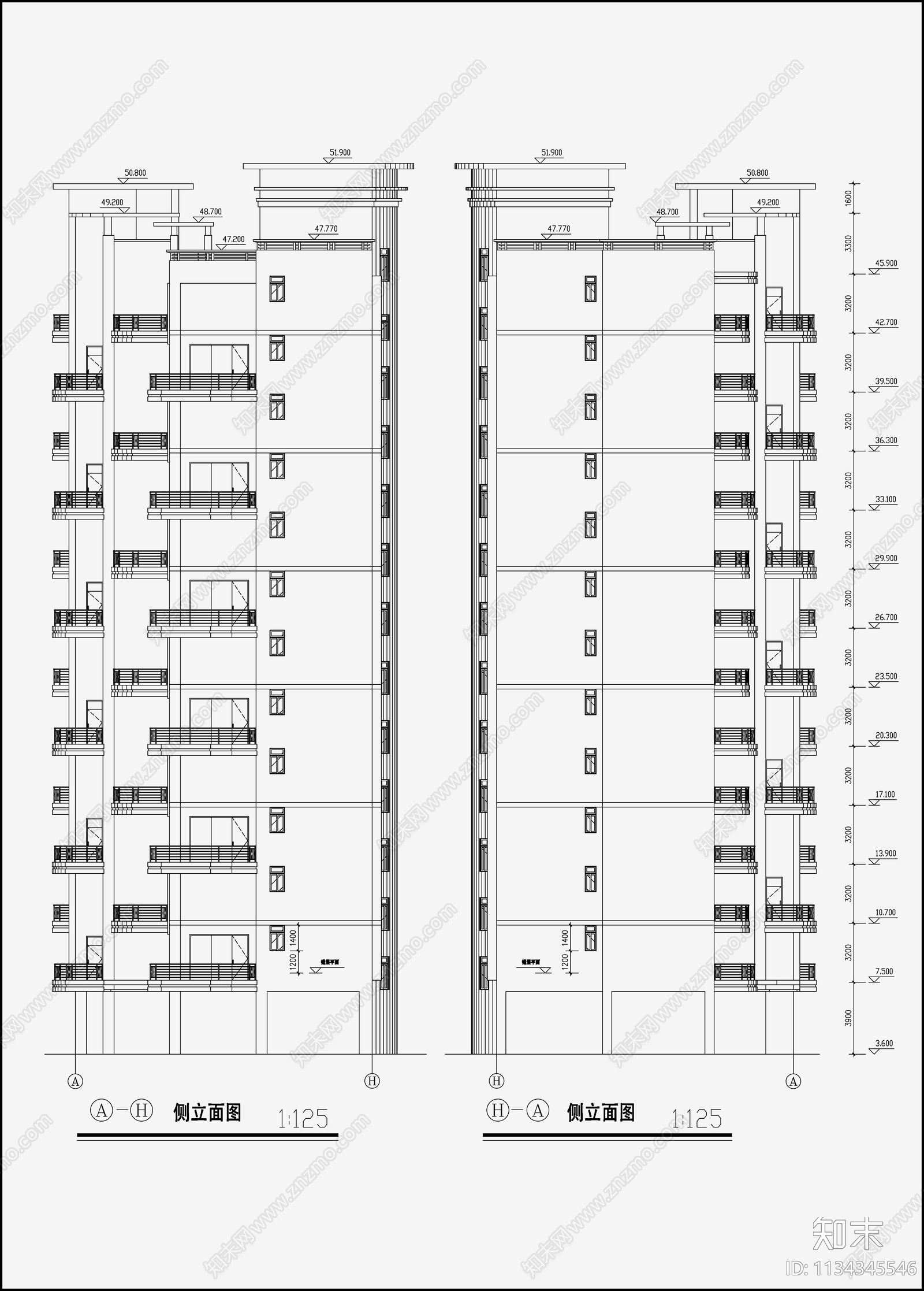 住宅建筑cad施工图下载【ID:1134345546】