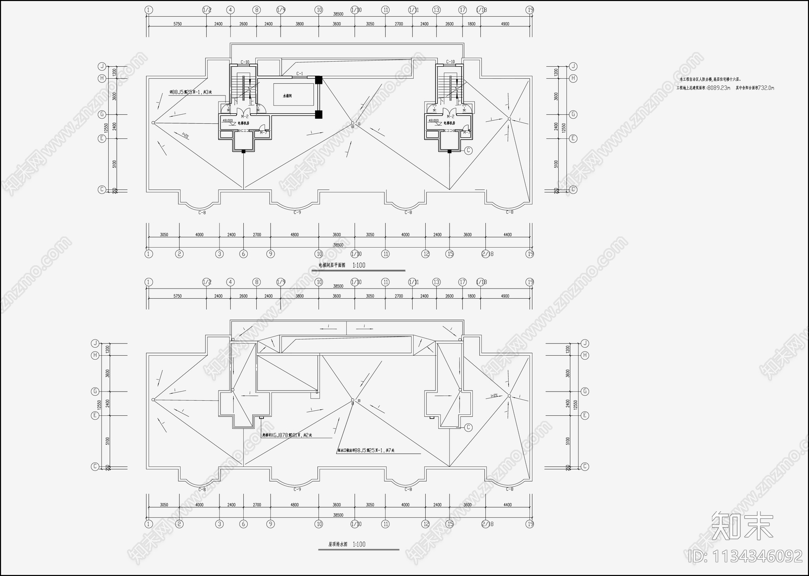 住宅区建筑cad施工图下载【ID:1134346092】