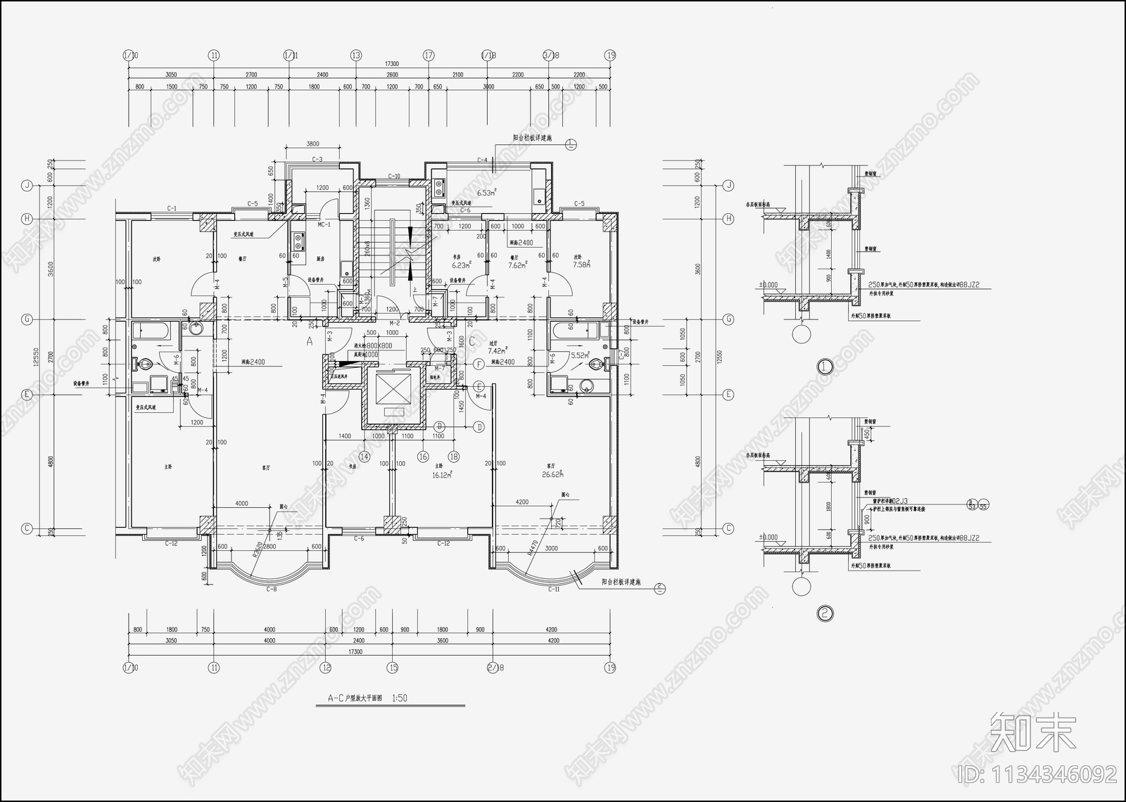 住宅区建筑cad施工图下载【ID:1134346092】