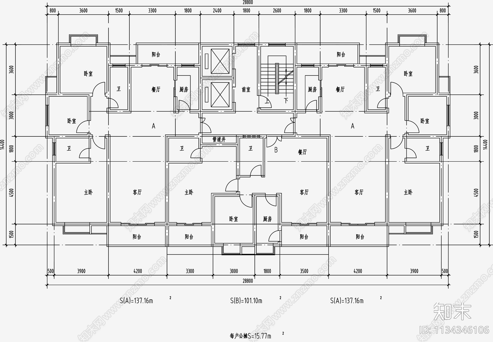 住宅区建筑cad施工图下载【ID:1134346106】