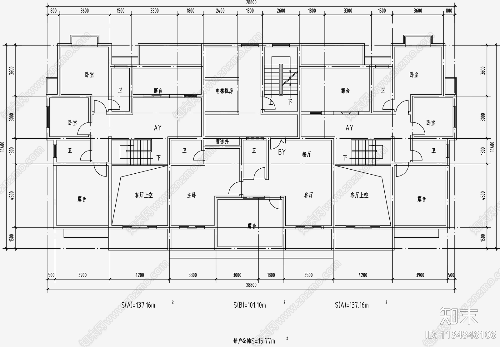 住宅区建筑cad施工图下载【ID:1134346106】