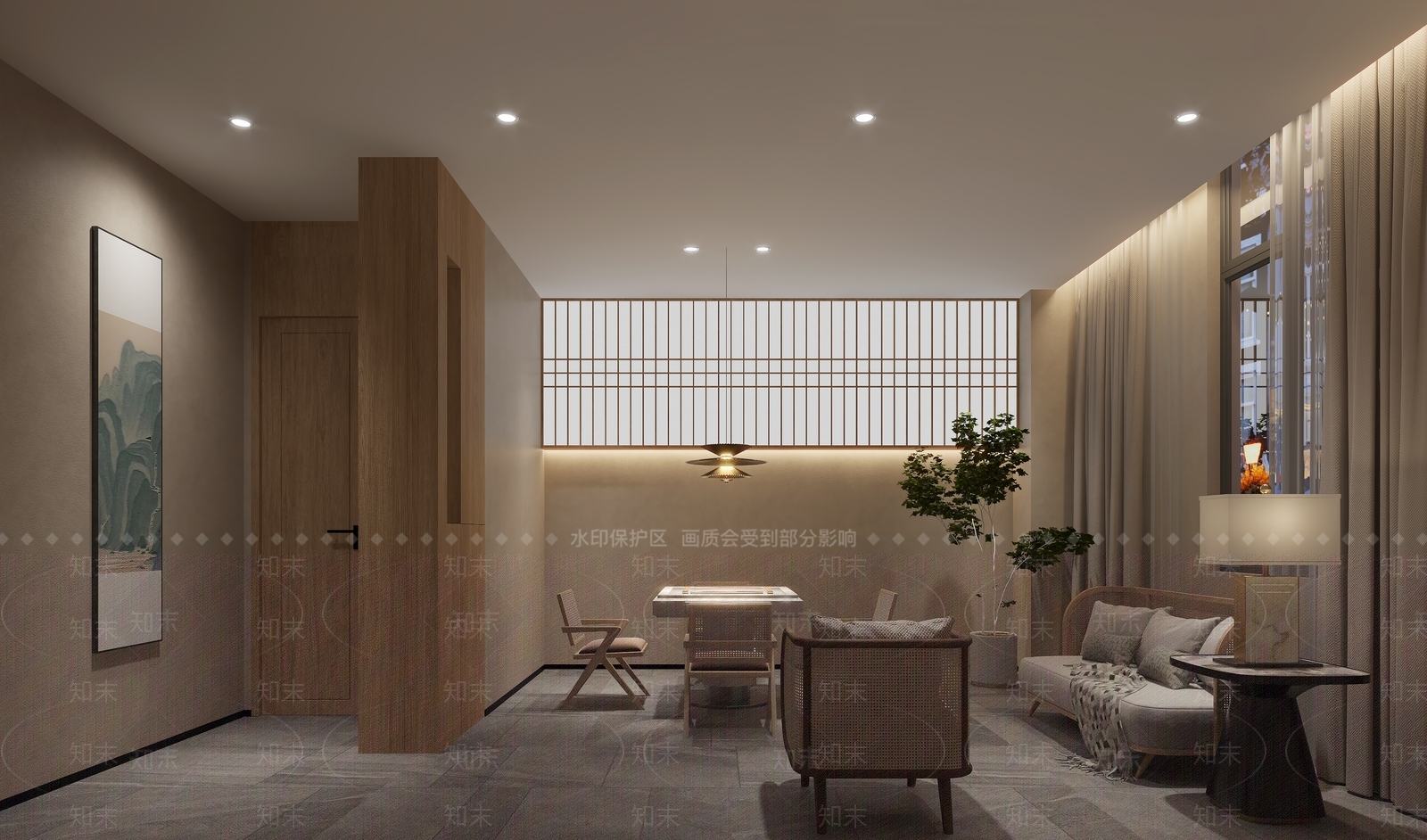 侘寂棋牌室3D模型下载【ID:1134346708】
