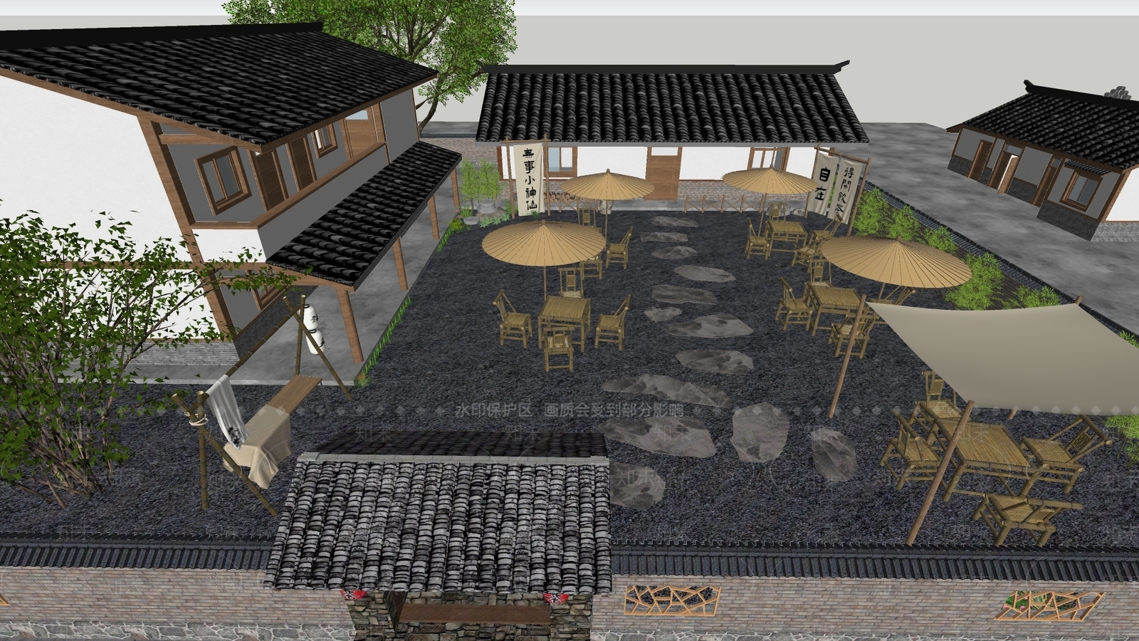 中式茶馆SU模型下载【ID:1134347484】