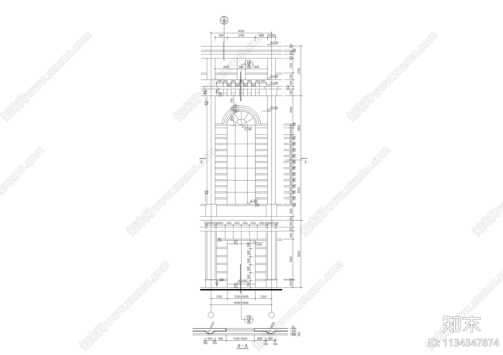 外墙窗立面节点大样cad施工图下载【ID:1134347874】